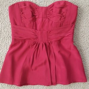 Nanette Lepore Red Silk Strapless Top sz 0